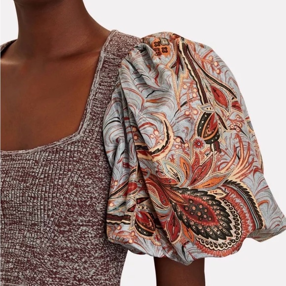 Ulla Johnson Iva Puff Sleeve Knit Crop Top - Picture 2 of 4